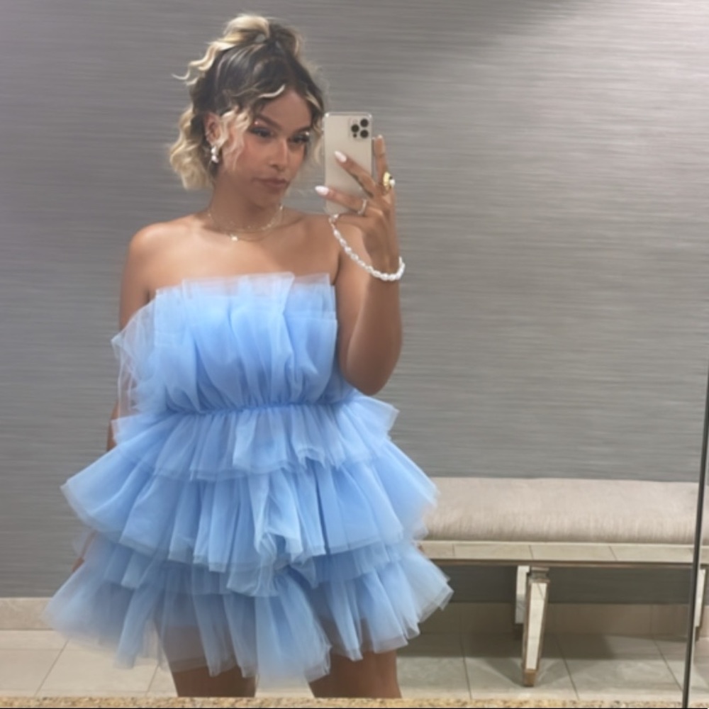 Tulle Strapless Mini Dress L